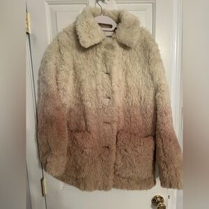 Anthropologie cream faux fur jacket size S